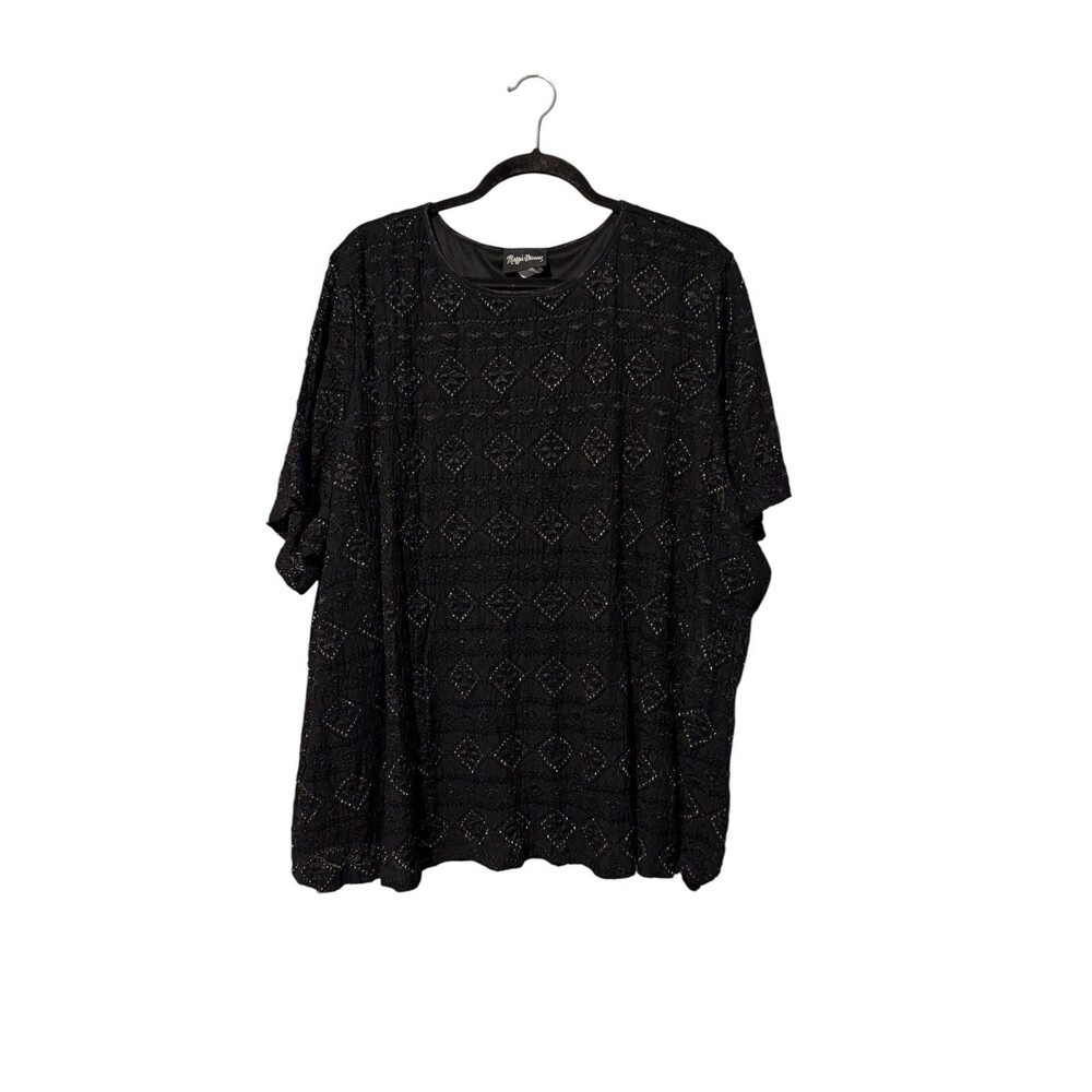 Maggie Barnes Top Size 4X Black Silver Vintage  Made In USA